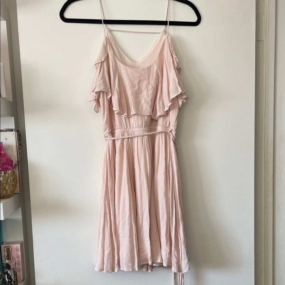 Chic Blush Ruffle Mini Dress - Picture 7 of 9